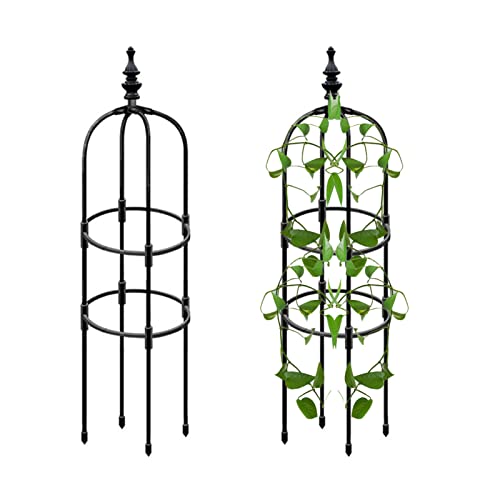 2 Stück Garten-Obelisk-Rankgitter, 120 cm hoch, Garten-Rankgitter für Kletterpflanzen im Freien, Pflanzenstütze, Rankenstütze, Pflanzturm zum Klettern von Ranken und Blumenständern, Garten und von Bavokon