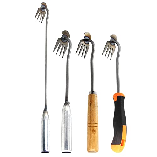 4 Pcs Hand Unkrautstecher - Unkrautstecher Mit Stiel Unkrautgabel - Unkrautjäter Werkzeug - Manueller Unkrautjäter Mit Griff - Doppelzweck-Unkrautjäter,Unkraut-Abzieher,Handhacke,Gartenwerkzeuge von Bavokon