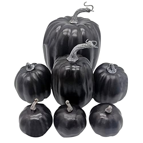 7 Pcs Künstliche Pflanzen Kürbisse Herbst Deko,Schwarz Kürbisse Deko,Zierkürbisse Dekokürbisse Für Halloween Deko Und Herbstdeko,künstliche Kürbisse Für Dekoration Herbsternte Thanksgiving Party Dekor von Bavokon