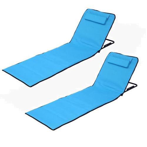 Bavokon 2 Strandmatte Mit Rückenlehne Liegematte - Gepolsterte Klappbare Strandmatte Mit Verstellbarer Rückenlehne | 145 X 47 X 40 cm Strandliege Sonnenliege Liege,Sonnenstühle Für Garten, von Bavokon
