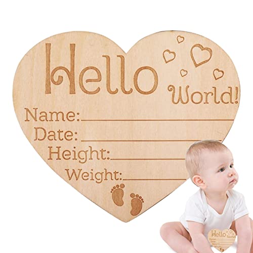 Bavokon Hallo Welt-Neugeborenen-Schild | Baby-Ankündigungsschild aus Holz,Hello World Neugeborenen Schild, Baby Name Ankündigungsschild für Foto Prop Baby Shower Kinderzimmer Geschenk von Bavokon