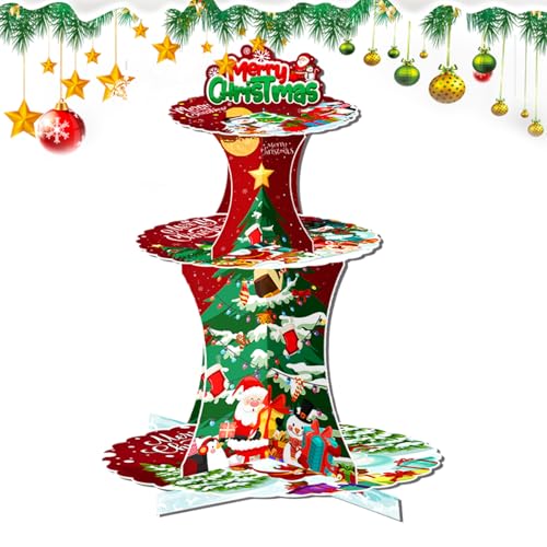 Bavokon Muffin Ständer | 3 Etagen Cupcake Halter für Festliche Weihnachtszeit,Festliches Präsentiergestell für Feiern Feste Veranstaltungen,Party Festessen Veranstaltung Bavokon Muffin Ständer | 3 Etagen Cupcake Halter für Festliche Weihnachtszeit,Festliches Präsentiergestell für Feiern Feste Veranstaltungen,Party Festessen Veranstaltung von Bavokon