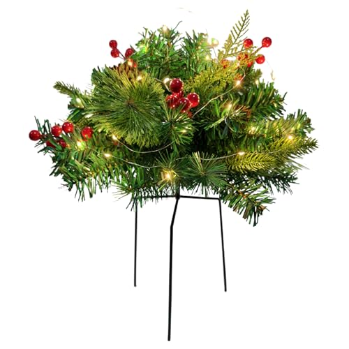 Bavokon Outdoor Weihnachtsbaum - 40 x 45 cm Weihnachtsbaum Kübelbefüllung Mit Beleuchtung Und Dreibehalter,Pflanzkübel Füller für mit Dreibeinstütze - Holiday Dekoration von Bavokon