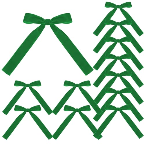 Bavokon Rote Weihnachtsschleifen,Rote Weihnachtskranzschleifen | 12X Samtband-Weihnachtsbaumschleifen,Tragbare Weihnachtsbaumschleifen aus Samt für Baum-, Haustür-, Kamin-, Treppen- und von Bavokon