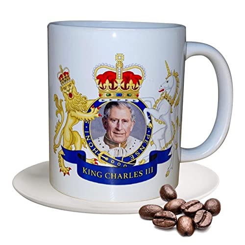 König Charles III Krönung Becher 350ml | King Charles Iii Tasse | King Charles III Coronation Union Jack Tasse | Krönungs King Charles III Tassen | Tassen König Charles Kaffeebecher Souvenir Geschenk von Bavokon