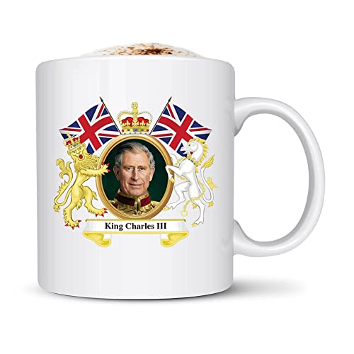 König Charles III Krönung Becher 350ml | King Charles Iii Tasse | King Charles III Coronation Union Jack Tasse | Krönungs King Charles III Tassen | Tassen König Charles Kaffeebecher Souvenir Geschenk von Bavokon