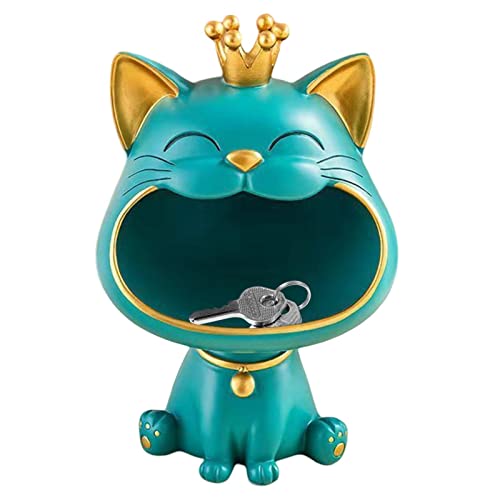 Lachende Katze Figuren Statue,GroßEr Mund Katze Aufbewahrungsbox,Katzenfiguren Aufbewahrungsbox,Kunst Skulptur Figuren Schlüssel Süßigkeiten Behälter Home Decor Geschenk Dekoratives Ornament Harz von Bavokon