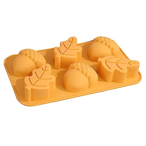 Silikon-Kürbisform - 6 Mulden Herbst Silikonformen zum Backen - Herbst-Fondant-Formen, Herbst-Süßigkeitsformen, Thanksgiving-Themen-Silikonformen für DIY-Kuchen Bavokon von Bavokon