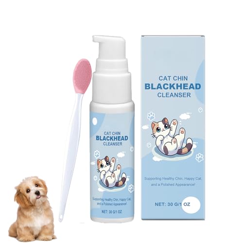 Katzenakne Creme,Katze Akne Kinn Pflegeset,Entfernt Sanft Katzenkinn Mitesser,Ausgestattet mit Katzenakne Reinigungsbürste,Pflegt Katzenkinn Weichheit und Frische,30ml von Bavooty