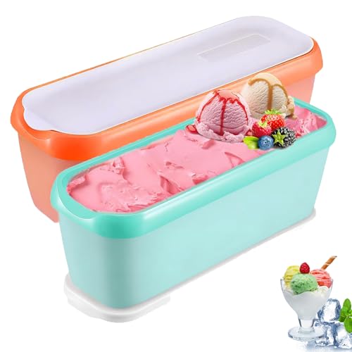 Eisbehälter für Speiseeis,1.5 Liter Eisbehälter für Selbstgemachtes Eis,Wiederverwendbare Eisbehälter mit Deckel,Leicht zu Reinigen für Zubereitung Hausgemachter Fruchtsorbets und Gefrorenem Joghurt von Bavooty