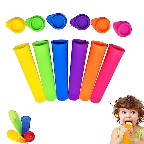 Eisformen Silikon,Wiederverwendbare Eisformen aus Silikon,EIS am Stiel Eiscreme Formen,Silikon-Formen-Set,6Pcs Kinder Ice Pop Maker Set mit Deckel,Eistüten wiederverwendbar für Erwachsene und Kinder von Bavooty
