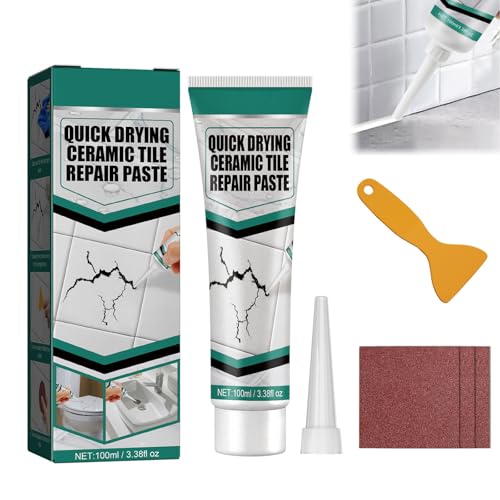 Fliesen Reparaturpaste,Fliesen Reparaturset,Emaille Reparaturset,Keramik Reparaturset Waschbecken,Waschbecken Reparaturset Keramik Weiß,Für Wandrestaurierung und Schnelle Reparatur von Rissen von Bavooty