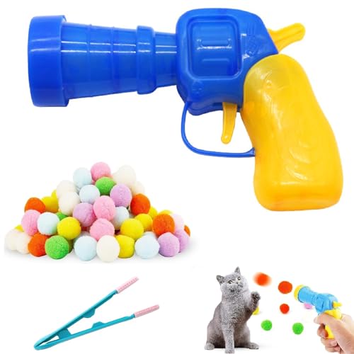 Katzenspielzeug Bälle mit Katzenspielzeug-Werfer,Interaktives Katzenspielzeug,Interaktives Launch-Training,Plüschball Shooting Gun,Plüschball-Schießpistole für Kätzchen(50 Happy Balls + Launch Gun) Katzenspielzeug Bälle mit Katzenspielzeug-Werfer,Interaktives Katzenspielzeug,Interaktives Launch-Training,Plüschball Shooting Gun,Plüschball-Schießpistole für Kätzchen(50 Happy Balls + Launch Gun) von Bavooty