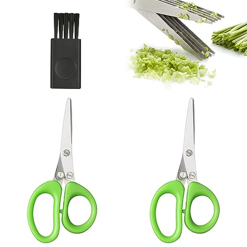 Kräuterschere,Schnittlauchschere,Herb Scissors,Gewürzschere,Küchen Gemüseschere,Edelstahl Küchenschere 5 Klingen,fünf Schichten Schere,Gemüseschere,Scallion Schere,mit Reinigungskamm,3pcs von Bavooty