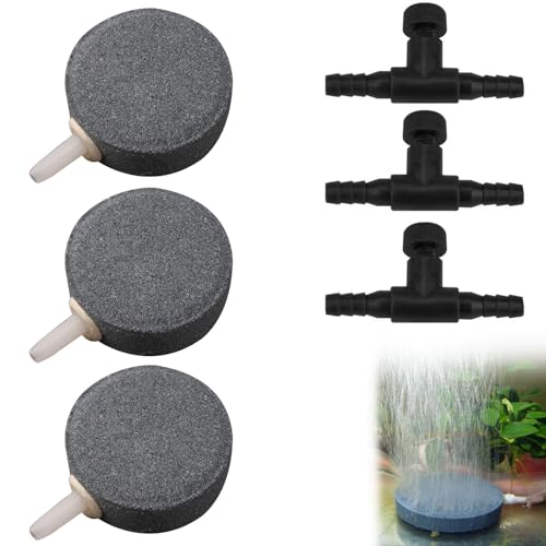 Luftstein Für Aquarium,4 cm Ausströmersteine Für Aquarien,Aquarium Luftausströmer,Aquarium Luftstein Disc Bubbler,Sauerstoffsteinscheibe,Blasendiffusor, Aquarium-Luftregelventile Für 4 mm,3pcs von Bavooty