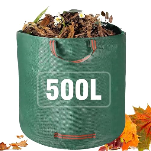 Robuste Gartenabfallsäcke, 500 l, strapazierfähig, mit Griffen, wiederverwendbare Säcke mit Griffen, Garten-/Grünabfallsäcke, ideal zum Sammeln von Abfällen, Blättern und Gras von Bavooty