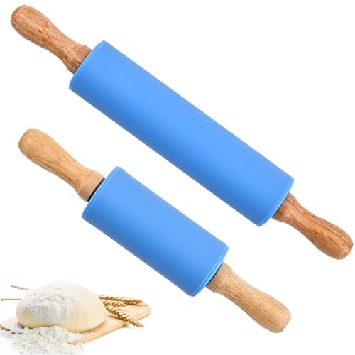 Bavooty Silikon Nudelholz mit Holzgriff, Teigroller Silikon, Antihaft-Oberfläche, 2 Stück Bavooty Silikon Nudelholz mit Holzgriff, Teigroller Silikon, Antihaft-Oberfläche, 2 Stück von Bavooty