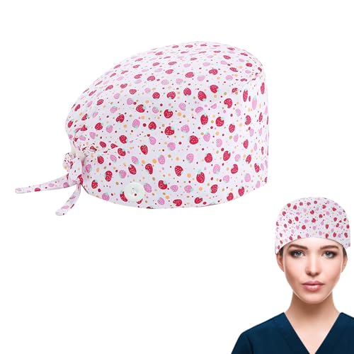 Verstellbar Arbeitskappe,Op Haube Stoff,Baumwolle Krankenschwester Haube mit Knöpfen,Op Haube Verstellbar,Baumwolle Staubkappe,Verstellbare Arbeitskappen,Bedruckte Unisex,Hair Cover with Sweatband von Bavooty