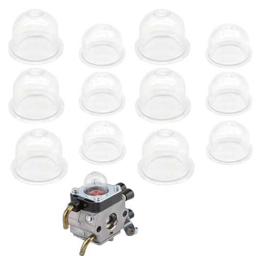 Zündkapsel Primer Pumpe,12 Stück Kraftstoffpumpe Vergaser Primerkolben,Primer Pumpe Birne Transparent,Pumpe Bulb Silikon Kraftstoffpumpe für Benzin-Kraftstoff Kettensägen,Rasenmäher(19mm Und 22mm) von Bavooty