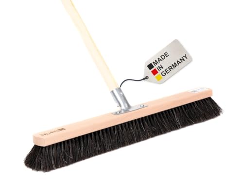BawiTec Echt-Naturhaar-Besen, Breite 100cm, inkl. stabilem Stiel Länge 160cm, Stiel-Ø28mm, Rosshaarbesen, sehr weiche Borsten (Mischung),Kehrbesen,Saalbesen,Rosshaar,Besenstiel,Holzstiel,Roßhaar von BawiTec