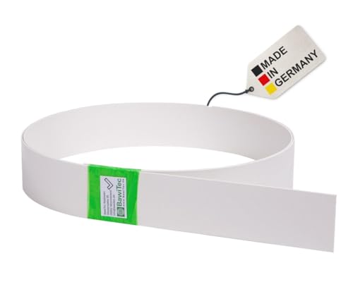 BawiTec Kunststoffleiste Flachleiste 40mm Breit 300cm Lang 2,5mm Stark Farbe weiß Kunststoff Flachprofil Rolle PVC Abdeckleiste Kunststoffprofil für Fenster,Türen,Dach,Wand von BawiTec