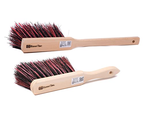 BawiTec Profi Handfeger Set 2er-Set Arenga-Elaston-Borsten-Mix 28cm + 43cm Langstiel Handbesen 2 Stück Arenga Kunststoff Borsten für Handwerk,Haus,Hof,Garten,Gewerbe und Industrie von BawiTec