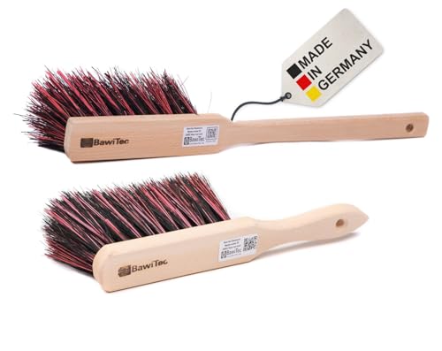 BawiTec Profi Handfeger Set 2er-Set Arenga-Elaston-Borsten-Mix 28cm + 43cm Langstiel Handbesen 2 Stück Arenga Kunststoff Borsten für Handwerk,Haus,Hof,Garten,Gewerbe und Industrie,Arengahandfeger von BawiTec