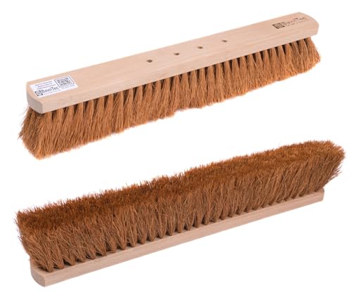 BawiTec Kokos Kehrbesen Breite 80cm mit 4-Loch Wechselsystem Kokosbesen,Feger,Naturfaser-Borsten,Besen,Quattro-Wechselstiel-System,Saalbesen Holz,4-Loch-System,Naturfaser,Kokosfeger von BawiTec
