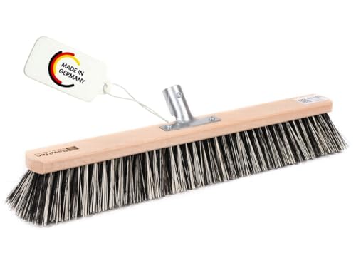 BawiTec OssiBlitz-Besen 40cm Breit/Lang mit Metall-Stielhalterung ohne Stiel Besenstiel Harte Borsten-Mischung Straßenbesen Gartenbesen Kehrbesen aus Holz für draussen (Größe 40cm (24mm)) von BawiTec