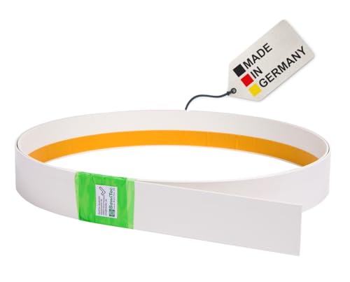 BawiTec Kunststoffleiste Flachleiste 120mm Breit 600cm Lang 2,5mm Stark selbstklebend Farbe weiß Kunststoff Flachprofil Rolle PVC Abdeckleiste Kunststoffprofil für Fenster,Türen,Dach,Wand von BawiTec