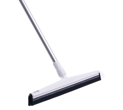 BawiTec Profi Hygiene Wasserschieber 50cm Breit mit Stiel Schwarze Gummilippe auswechselbar Wasserabzieher Lebensmittelbereich weiß blau Aluminiumstiel Gummischieber Küche Gastro Industrie (weiß) von BawiTec