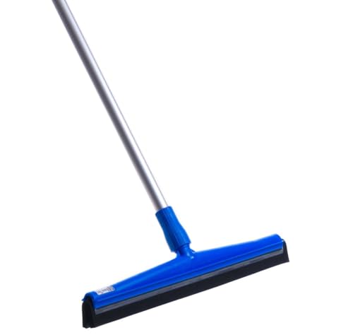 BawiTec Profi Hygiene Wasserschieber 50cm Breit mit Stiel Schwarze Gummilippe auswechselbar Wasserabzieher Lebensmittelbereich weiß blau Aluminiumstiel Gummischieber Küche Gastro Industrie (blau) von BawiTec