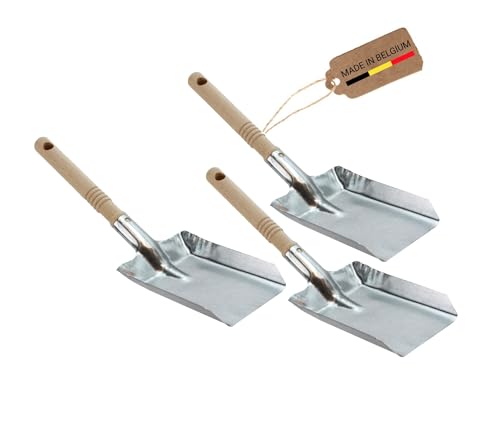 BawiTec Qualitäts Kehrschaufel Metall Kehrblech verzinkt mit Griff Metallschaufel Metallkehrschaufel Metallkehrblech Lippe Kohleschaufel Kaminschaufel Müllschippe Schüppe (3 Stück schmal mit Griff) von BawiTec