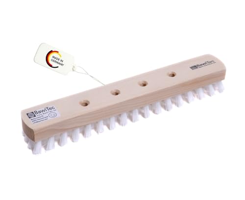 BawiTec Schrubber Wischer schmale Form 30cm Breit 4-Loch Wechselsystem Flach-Holz Buche mit oder ohne Stiel Alustiel Scheuerbürste Besenschrubber Metallstiel (ohne Stiel) von BawiTec