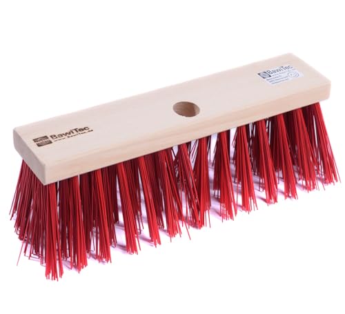 BawiTec Straßenbesen Basic 30cm Breit mit Standard-Stielloch Lange robuste Elaston-Kunststoff-Borsten ohne Stiel für Haus Hof Garten als Gartenbesen Straßenschrubber Besen Kehrbesen rot von BawiTec