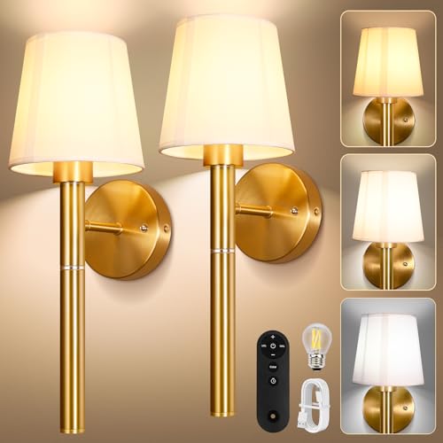 Bawoo Akku Wandleuchte Innen, 2 Stück Batteriebetrieben Wandlampe für den Innenbereich mit Abnehmbarem 5200mAh Ladestab und Dimmbarer Fernbedienung, 3 Farbige Kabellose Wandleuchten Gold Bawoo Akku Wandleuchte Innen, 2 Stück Batteriebetrieben Wandlampe für den Innenbereich mit Abnehmbarem 5200mAh Ladestab und Dimmbarer Fernbedienung, 3 Farbige Kabellose Wandleuchten Gold von Bawoo
