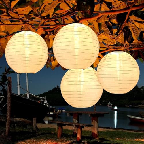 Bawoo Solar Lampions Außen Wetterfest Solar LED Laterne Wasserdicht Warmweiß Hängende Solarbetrieben Gartenlaterne für Garten Terrasse Hof usw (4 Stück 20cm) von Bawoo
