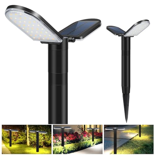 Bawoo Solarlampen für Außen 2 Stück, Solar Gartenleuchte mit 2000 mAh Akku IP65 Wasserdicht Solarleuchte für Außen LED Wegleuchte für Terrasse, Rasen, Garten Hofwege und Wege (Warmweiß/Kaltweiß) von Bawoo