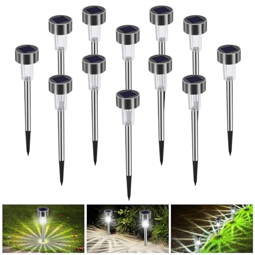Bawoo Solarlampen für Außen 12 Stück, Solar Gartenleuchte Wasserdicht Solarleuchte für Außen LED Wegleuchte für Terrasse, Rasen, Garten Hofwege und Wege von Bawoo