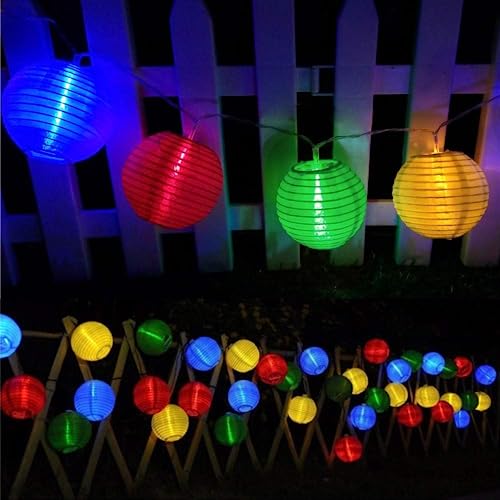 Bawoo Solar Lichterkette Laterne Außen 6 Meter 30 LED Lampion Bunt 2 Modi Wasserdicht Solarbetrieben Lichterkette Beleuchtung für Garten Terrasse Hof usw. von Bawoo