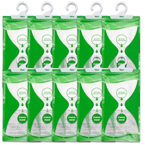 Baxcdyswe 10 Packungen Humidity Pack, 100g Luftentfeuchter Schrank Feuchtigkeitsabsorber, Moisture Absorber, Luftentfeuchter Kleiderschrank Beutel zum Hängen, Anti-Schimmel Hängender Entfeuchter von Baxcdyswe