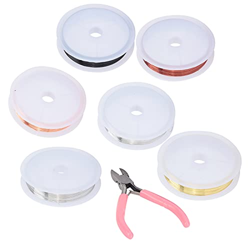 Baxnore 6 Pack Schmuck Draht Perlen Set Messing Rolle mit Mini Diagonal Zange für DIY Handwerk Reapir von Baxnore