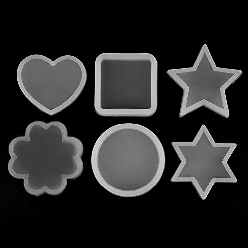Baxnore 6 Typen Silikonform Set Circle Square Heart Stern Blume Sechseck Form wiederverwendbar von Baxnore