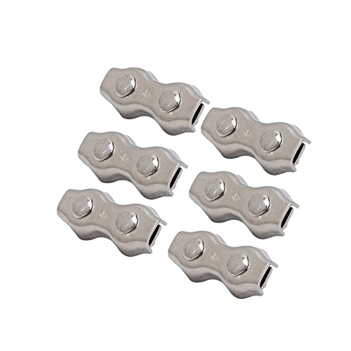 Baxnore Edelstahl-Duplex-Drahtseil-Kabel klemmen Heavy Duplex 2-Post-Kabelklemme für Drahtseil-Verspannen in Industrie-und Heim dekor anwendungen 6 Stück (M4) von Baxnore