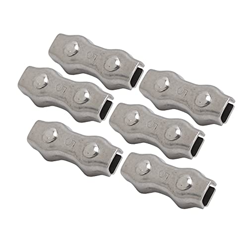 Baxnore Edelstahl-Duplex-Drahtseil-Kabel klemmen Heavy Duplex 2-Post-Kabelklemme für Drahtseil-Verspannen in Industrie-und Heim dekor anwendungen 6 Stück (M5) von Baxnore