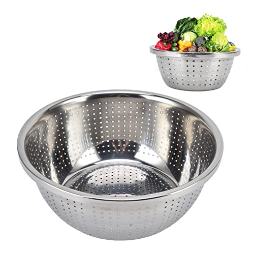 Baxnore Edelstahl Sieb, Küchensieb zum Waschen von Obst, Gemüse, Nudeln und Reis, Mehrzweck Obstwaschkorb Mikroperforiertes Gemüsewaschkorb zum Ablaufen & Spülen (30cm) von Baxnore