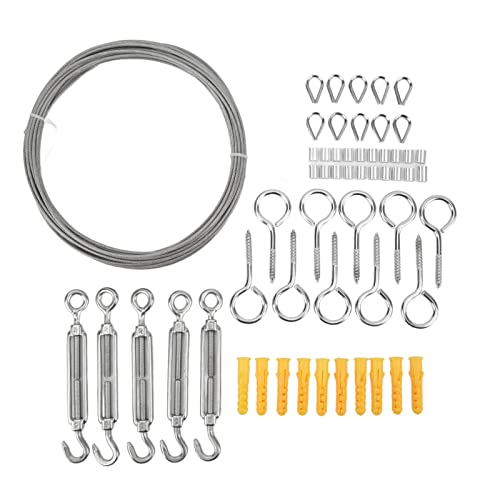 Baxnore Gummibeschichtete Edelstahl -Drahtseil -Kit Saite Light Hanging Kit Outdoor Gartengeländerkabel Set von Baxnore