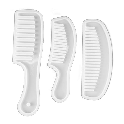 Baxnore Kamm Silikonformen durchscheinende breite Zahnhaare Kammformen Set 3PCS DIY Friseur Styling -Styling -Werkzeuge für Handwerksherstellung Home Dekoration Premium Silikonmate von Baxnore