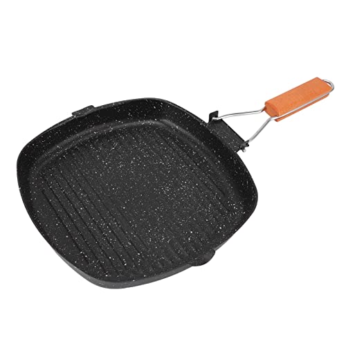 Baxnore Kohlenstoffstahlgrillpfanne, Nicht -Stick -Herd -Kriddle -Pfanne mit klappbarem Buchengriff, geteiltes Kochen für Steak -Gemüse, kompatibler Ofen (20 x 20cm) (24 x 24cm) (28 x 28cm) von Baxnore