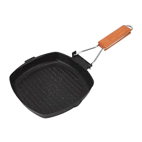 Baxnore Kohlenstoffstahlgrillpfanne, Nicht -Stick -Herd -Kriddle -Pfanne mit klappbarem Buchengriff, geteiltes Kochen für Steak -Gemüse, kompatibler Ofen (20 x 20cm) von Baxnore